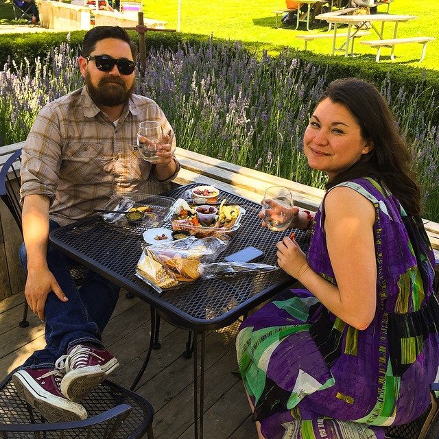 couple dining at winery